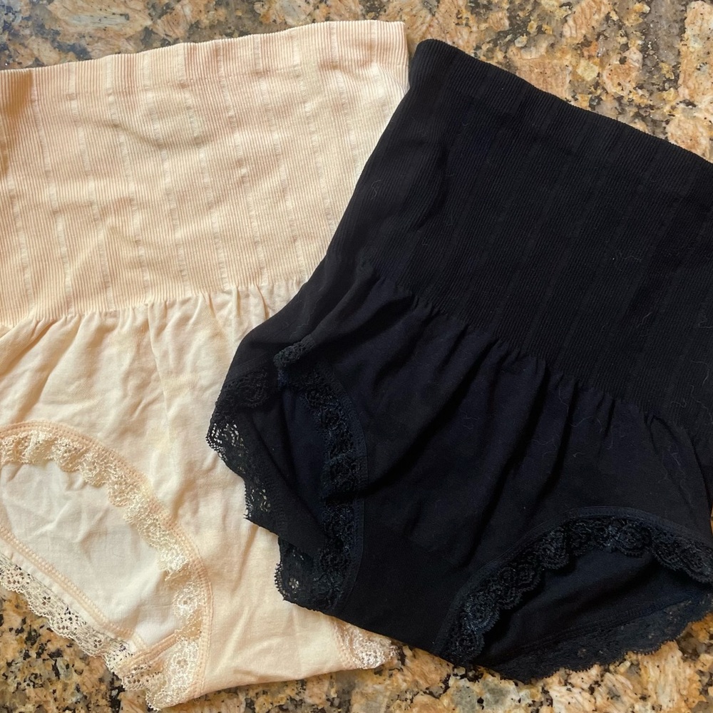 2 New Waist Cincher Slimming Panties in Black  & Nude XL